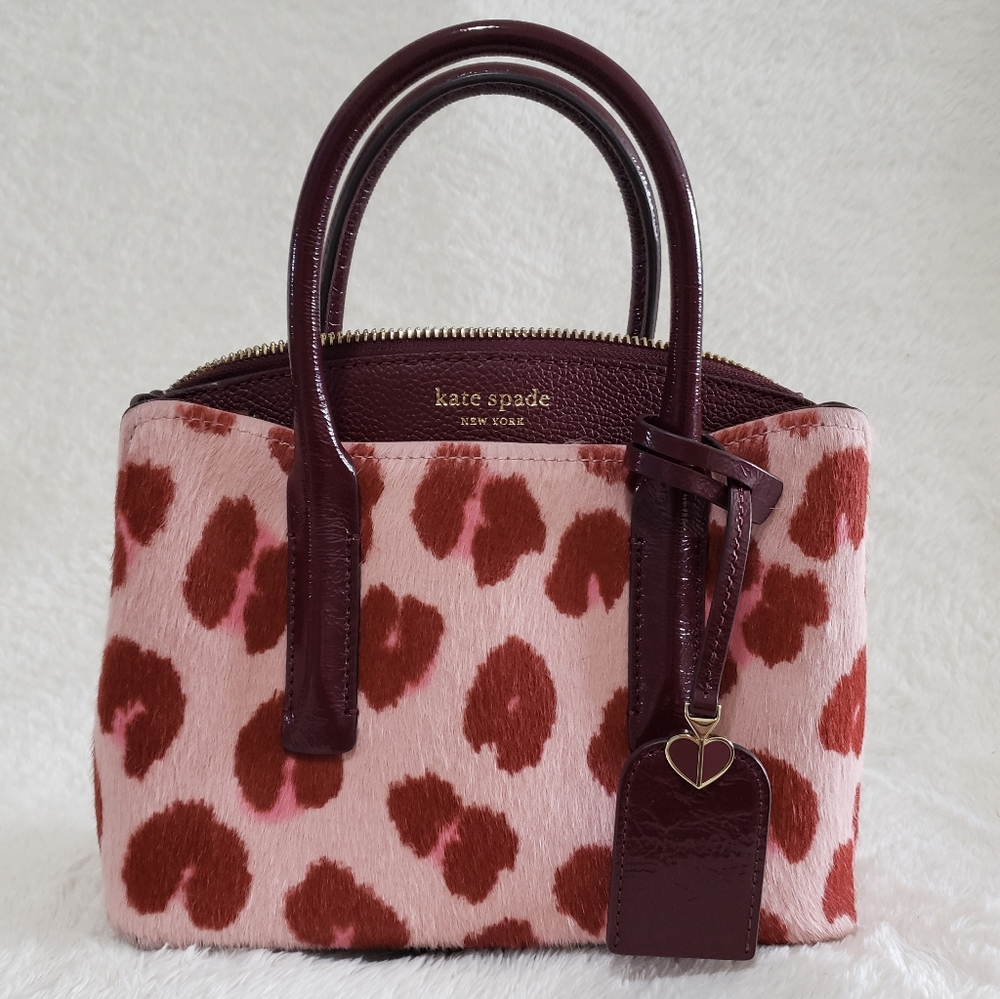 Kate Spade New York Margaux Mini Haircalf Leopard Satchel in Pink